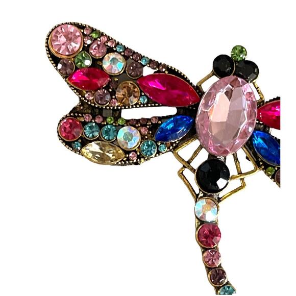 Jeweled Vintage Dragonfly Brooch Pin - Picture 4 of 4
